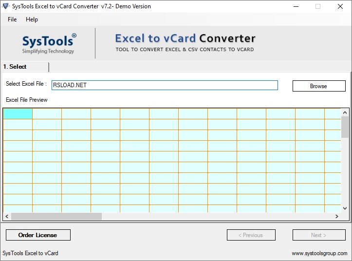 SysTools Excel to vCard Converter 